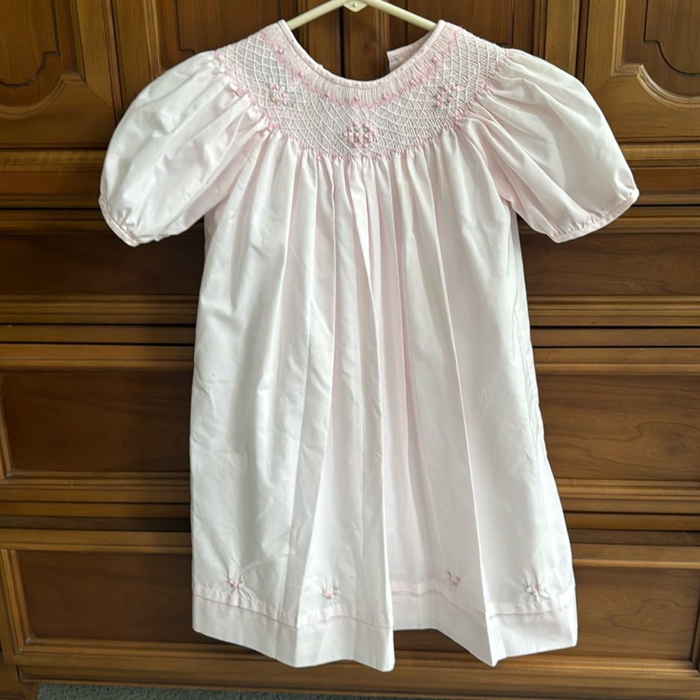 Smocked Pink Dress - little diamonds